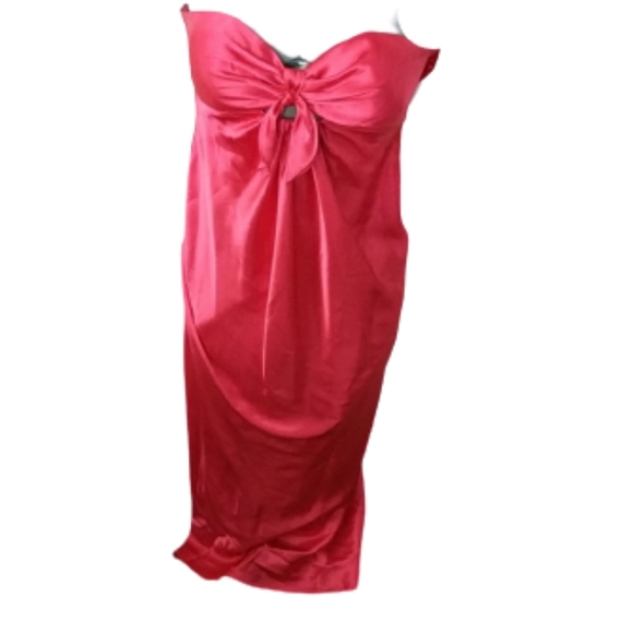 Red Satin Le Chateau Strapless Prom.Dress - Picture 2 of 2
